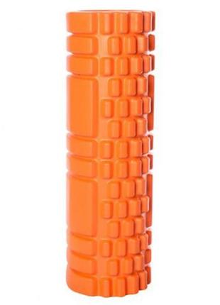 Массажный роллер easyfit grid roller mini 30 см оранжевый2 фото