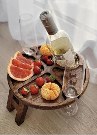 Дубовый винный столик шоколадный дуб
