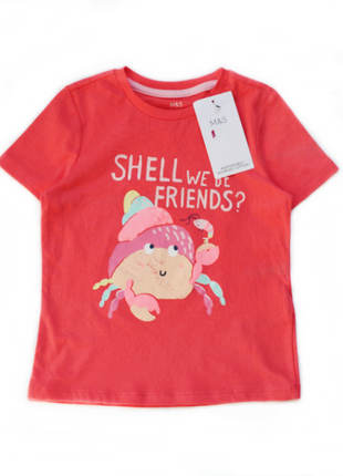 Яркая футболка m&amp;s на девочку 4-5 лет