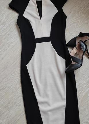 Платье карандаш плаття футляр міді чорно-біле asos2 фото