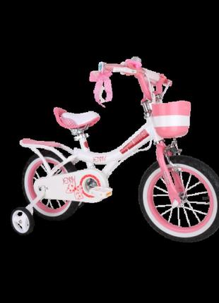 Дитячий велосипед 2-х колісний 12'' (від 2 до 4 років) royal baby princess jenny girl steel 12 з кошиком, білий з рожевим1 фото
