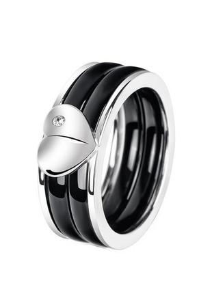 Кольцо серебряное с керамикой и фианитами сицилия кч013, 16.5 размер1 фото