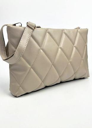 Жіноча сумка-клатч екошкіра 5006 33х22х6 см. бежева