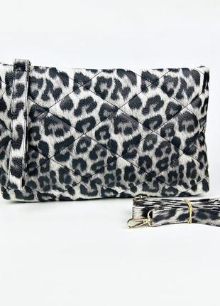 Жіноча сумка-клатч екошкіра 5005 33х22х6 см. леопардова