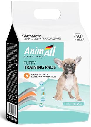 Пеленки animall puppy training pads для собак и щенков, 60×45 см, 10 штук1 фото