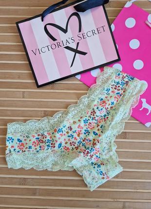 Трусики котоновые с кружевом lace trim cheekster pink victorias secret