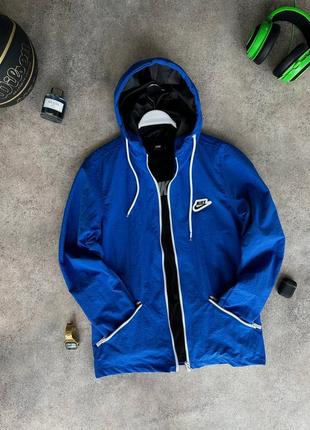 Куртка ветровка анорак мастерка мужская nike синяя курточка вітровка чоловіча найк синя1 фото