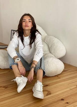 Качественные кожаные кеды с перфорацией кроссы из натуральной кожи