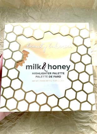 Beauty bakerie milk & honey highlighter palette - палетка хайлайтеров, 4*5 г3 фото