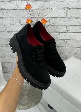 36-41 рр туфли нат.замша на платформе