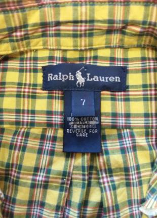 Стильная яркая рубашка с коротким рукавом шведка ralph lauren на 7-8 лет4 фото