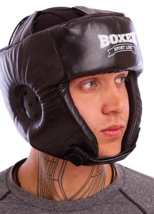 Шлем боксерский boxer м кожа черный4 фото