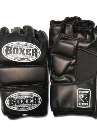 Перчатки для смешанных видов единоборств мма boxer кожвинил черные м