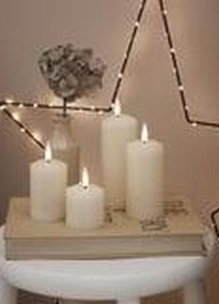 4 свічки зі справжнього воску, кольору слонової кістки truglow® ivory slim pillar світлодіодні led