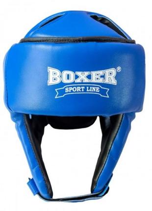 Шолом боксерський boxer еліт l шкірвініл синій1 фото