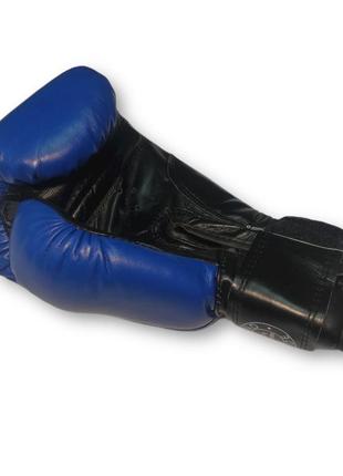 Боксерские перчатки boxer 6 oz кожа синие2 фото
