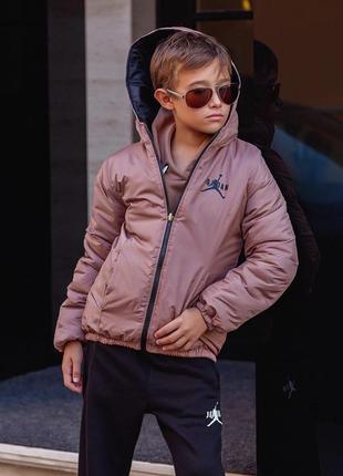 Трендовая двухсторонняя демисезонная куртка для мальчика "jordan", размеры на рост 1229 фото