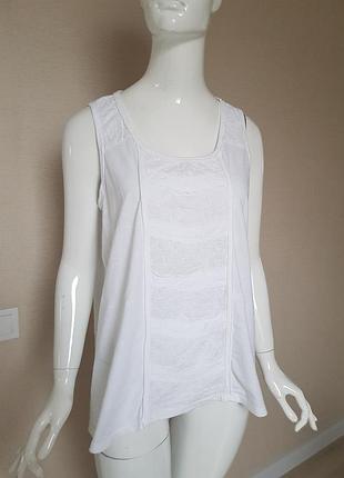 Легкая нежная хлопковая блуза майка с прошвой tu