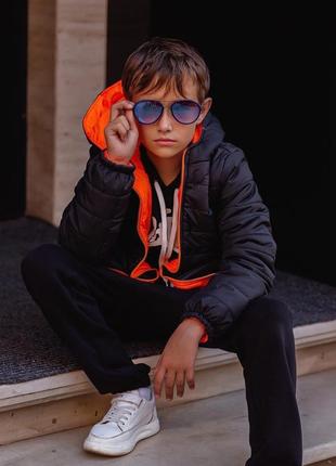 Трендовая двухсторонняя демисезонная куртка для мальчика "jordan", размеры на рост 1046 фото