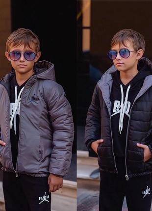Трендовая двухсторонняя демисезонная куртка для мальчика "jordan", размеры на рост 1049 фото