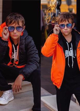 Трендовая двухсторонняя демисезонная куртка для мальчика "jordan", размеры на рост 1041 фото