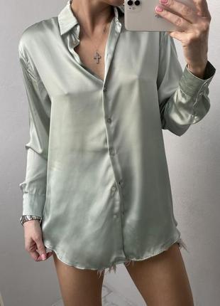 Zara ментолова сорочка блуза сатинова сатин шовкова2 фото