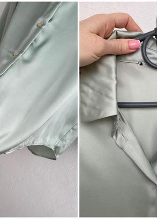 Zara ментолова сорочка блуза сатинова сатин шовкова9 фото