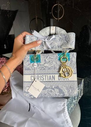 Жіноча сумка сіра, текстильна, в стилі dior lady, сумочка