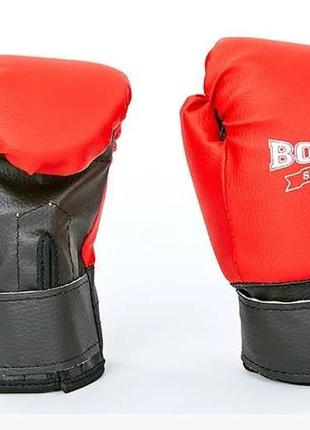 Боксерские перчатки boxer 4 оz кожвинил красные1 фото
