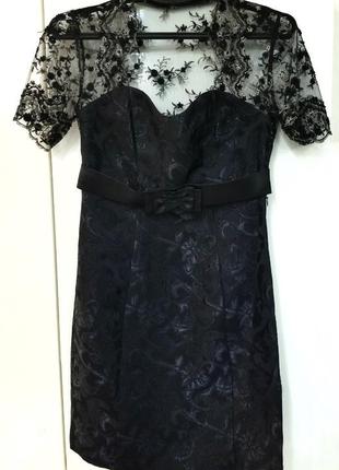Черное платье нарядное коктейльное вечернее кружево жаккард сукня2 фото