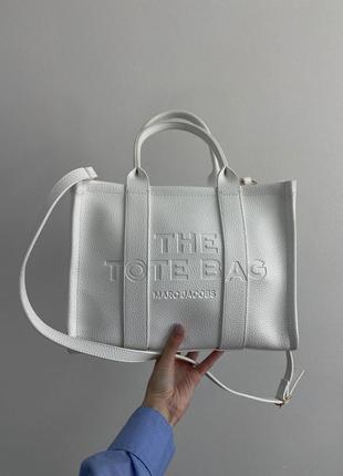 Сумка в стиле marc jacobs medium tote bag white leather 2