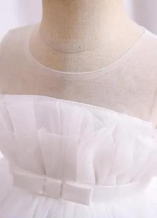 Красивое красивое нежное белое пышное детское праздничное платье для девочки на день рождения крестины праздник 80 86 926 фото