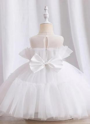 Красивое красивое нежное белое пышное детское праздничное платье для девочки на день рождения крестины праздник 80 86 923 фото