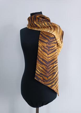 Шёлковый шарфик с звериный принт 100% шёлк 130*25 см jenners edinburgh7 фото