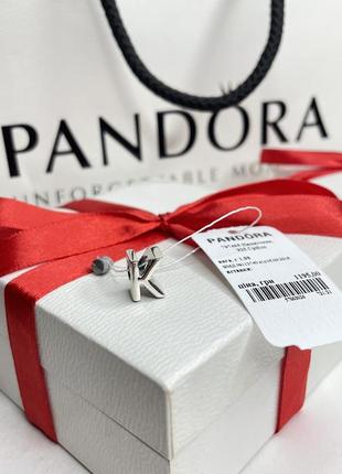 Серебряный шарм пандора 797465 буква к на круглый браслет алфавит буквы серебро проба 925 новый с биркой pandora