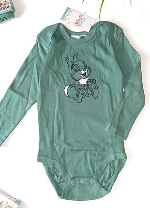 Котоновый боди на длинный рукав. 100% коттон/60 бренд: disney/2000 размер:  📌 74/80 📌 86/92