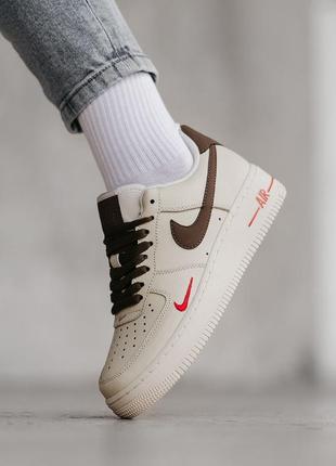 Кроссовки кожаные женские nike air force 1 yohood rice