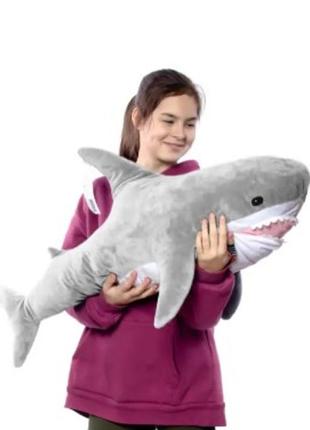 М'яка іграшка акула 60 см сіра2 фото