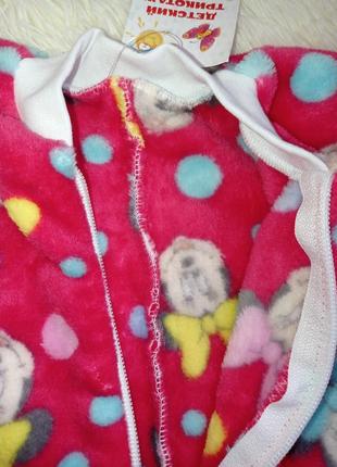 Махровий малиновий чоловічок для новонародженої дівчинки5 фото
