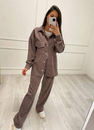 Стильний жіночий вельветовий костюм прямі штани 4 кольори