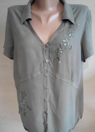 Вискозная рубашка  с вышивкой и паетками  dunnes