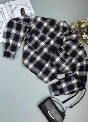 Укорочена сорочка в клітинку shein