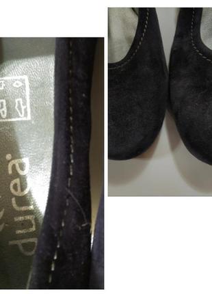 Темно-синие замшевые(кожаные)туфли лодочки/устойчивый каблук/на полную ногу/40-414 фото