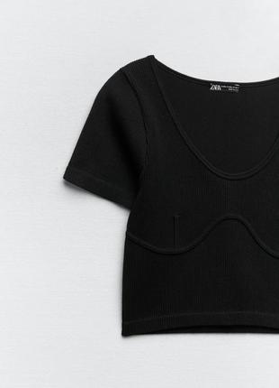 Zara бесшовный топ в рубчик, футболка, майка, спортивный лиф7 фото