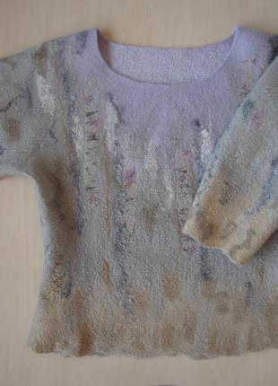 Джемпер, свитер женский шерстяной валяный ручной работы1 фото