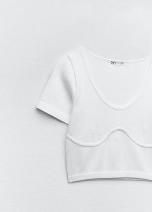 Zara бесшовный топ в рубчик, футболка, майка, спортивный лиф8 фото