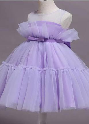 Красивое праздничное детское платье для девочки на 2 3 4 5 года 92 98 104 110 116 сиреневое фиолетовое единорог3 фото