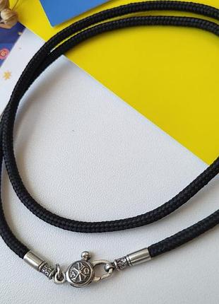 Шнурок на шию 60 см срібло 925 шовковий товщина 3 мм 1451год