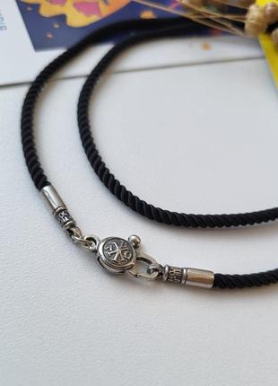 Шнурок на шию 55 см срібло 925 шовковий товщина 3 мм 1466ч