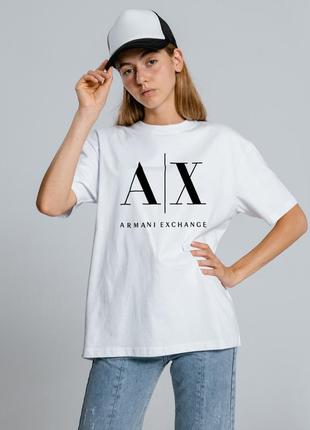 Жіноча оверсайз oversize футболка armani біла армані3 фото